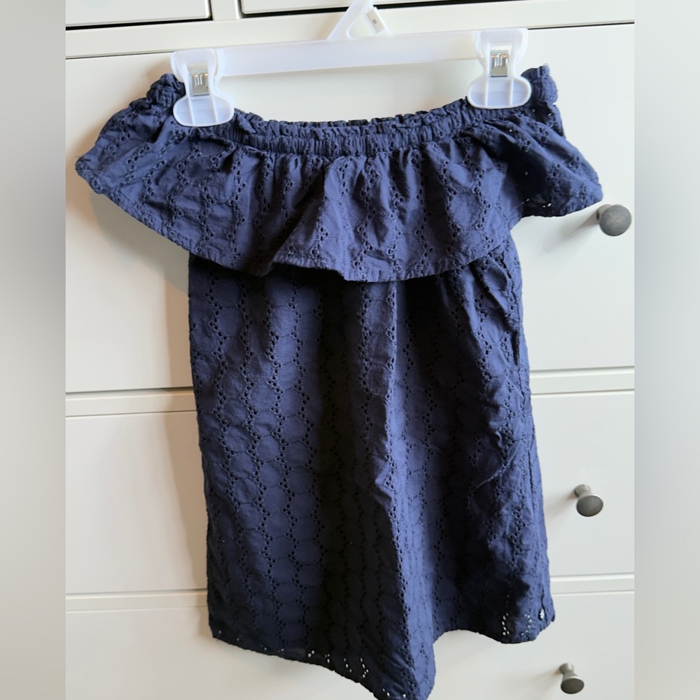Náutica 4T  Navy Blue Off-Shoulder Kids Dress